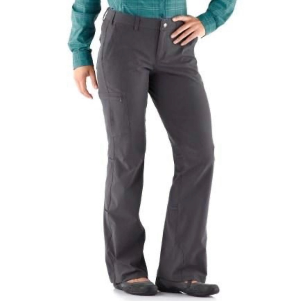 REI Sahara Roll Up Pants Asphalt Gray Adjustable Waist Capri Shorts Petite 16